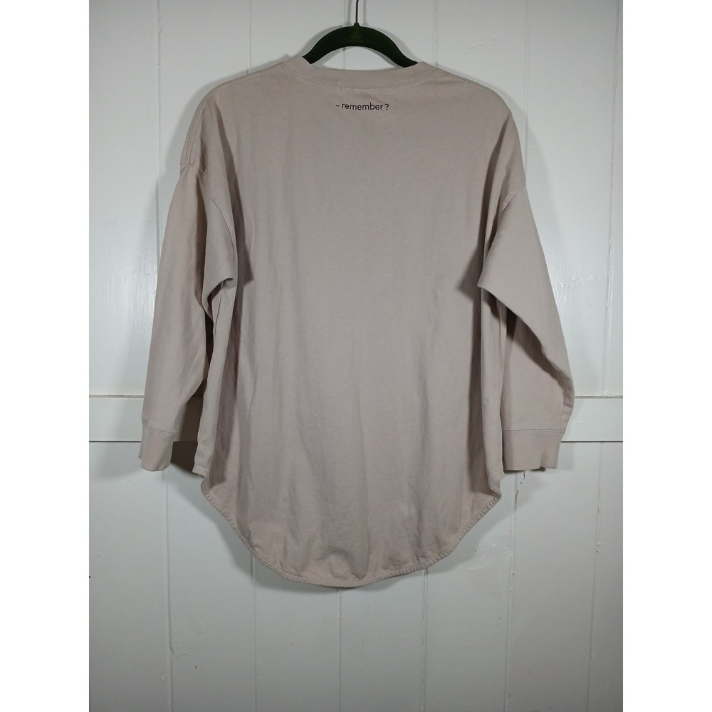 AZUL by MOUSSY Pocket T-Shirt Remember? No Curved Hem Women's Medium Tan Cotton - Picture 10 of 12